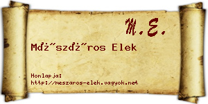 Mészáros Elek névjegykártya
